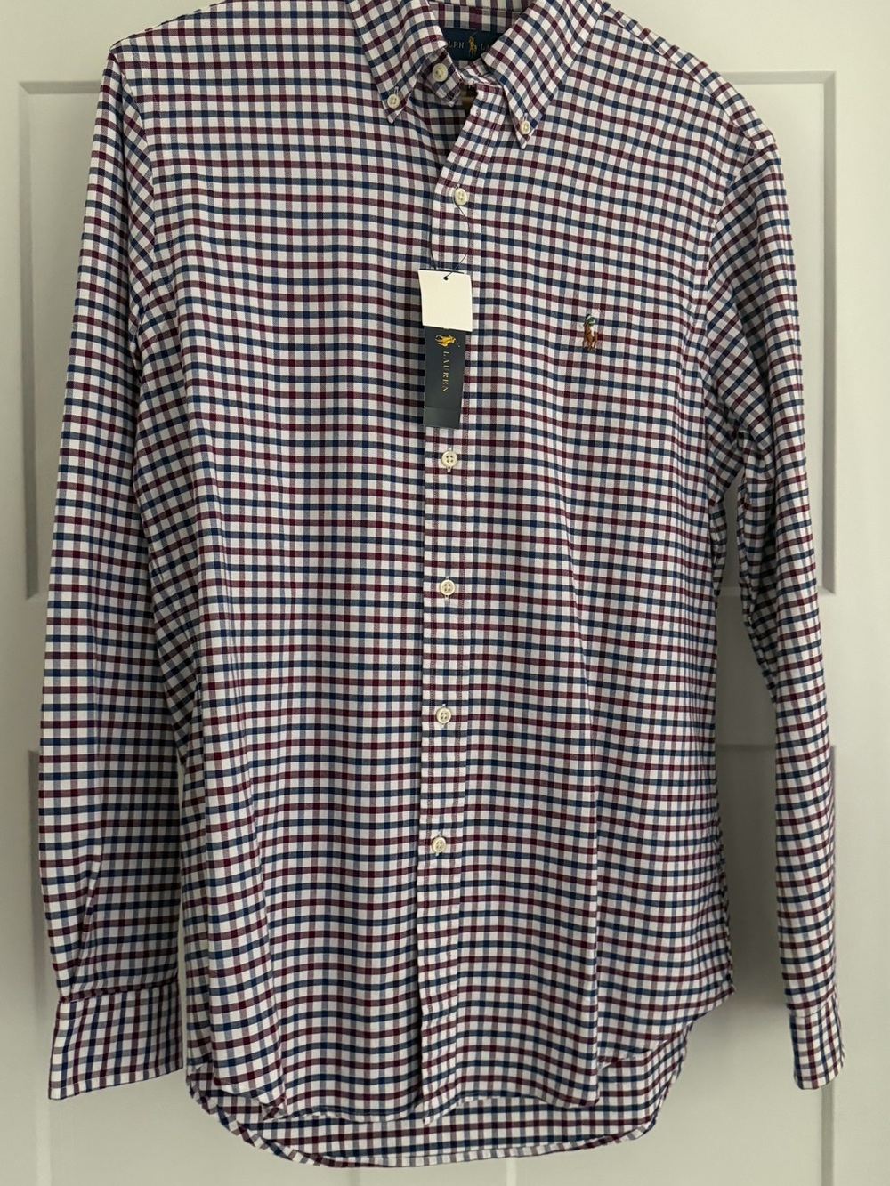 Ralph Lauren Long-Sleeve Button-Down Check Shirt in Navy, Red, White